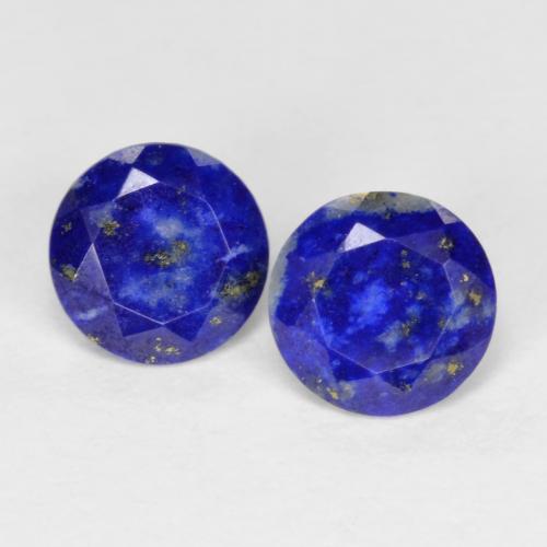 2 Stück runder blauer Lapislazuli in der Größe 6,1mm, Gewicht 1,58 ct gesamt / durchschn. Je 0,79 ct, Dunkelblau in Opaque Reinheit, Natürlicher Edelstein, Mohs-Härte 5 - 6 , Photo A