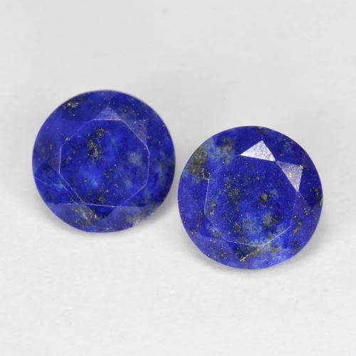 2 pezzi Lapislazzulo blu Rotondo abbinato di dimensioni 6mm, peso 1,63 ct totali / media. 0,82 ct ciascuno, giallo in purezza Opaque, gemma naturale non trattati, durezza Mohs 5 - 6 , Photo A