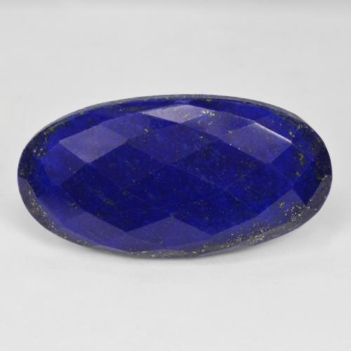 Lapis-lazuli Bleu Ovale 40,4 x 21,4mm d'Afghanistan, poids de 45,82 ct, pierre gemme naturelle Non traité de pureté Opaque , 1 pièce Lapis-lazuli oval rose-cut, couleur : Bleu vif, dureté de Mohs de 5 à 6, Photo A