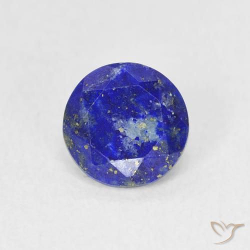 0.75 ct Blue Lapis Lazuli Gemstone, Lapis Lazuli Gem in Round Facet Shape for Sale.
