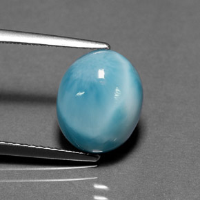 4.98 ct Blue Larimar Gemstone, Larimar Gem in Oval Cabochon Shape for Sale.
