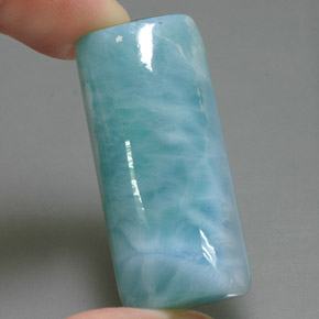 60.74 ct Blue Larimar Gemstone, Larimar Gem in Baguette Cabochon Shape for Sale.