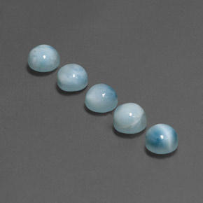 3.49 ct Blue Larimar Gemstone, Larimar Gem in Round Cabochon Shape for Sale.