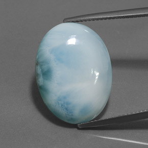 15.84 ct Blue Larimar Gemstone, Larimar Gem in Oval Cabochon Shape for Sale.