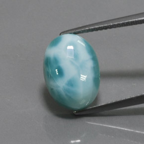 6.91 ct Blue Larimar Gemstone, Larimar Gem in Oval Cabochon Shape for Sale.