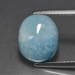5.81 ct Blue Larimar Gemstone, Larimar Gem in Oval Cabochon Shape for Sale.