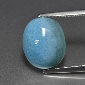 5.04 ct Blue Larimar Gemstone, Larimar Gem in Oval Cabochon Shape for Sale.
