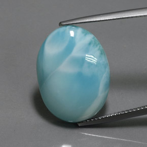 15.80 ct Blue Larimar Gemstone, Larimar Gem in Oval Cabochon Shape for Sale.
