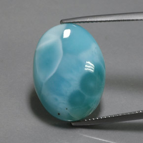 14.23 ct Blue Larimar Gemstone, Larimar Gem in Oval Cabochon Shape for Sale.