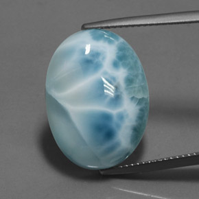 15.33 ct Blue Larimar Gemstone, Larimar Gem in Oval Cabochon Shape for Sale.