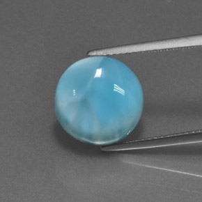 6.52 ct Blue Larimar Gemstone, Larimar Gem in Round Cabochon Shape for Sale.