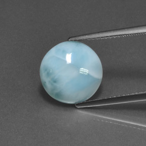 4.55 ct Blue Larimar Gemstone, Larimar Gem in Round Cabochon Shape for Sale.