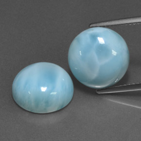 13.25 ct Blue Larimar Gemstone, Larimar Gem in Round Cabochon Shape for Sale.