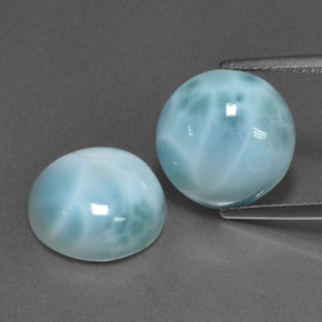 12.69 ct Blue Larimar Gemstone, Larimar Gem in Round Cabochon Shape for Sale.