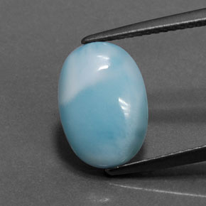 3.36 ct Blue Larimar Gemstone, Larimar Gem in Oval Cabochon Shape for Sale.