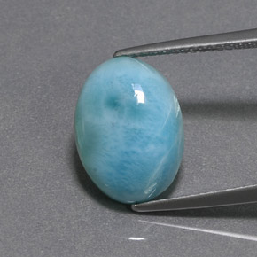 6.54 ct Green Larimar Gemstone, Larimar Gem in Oval Cabochon Shape for Sale.