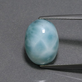 8.07 ct Green Larimar Gemstone, Larimar Gem in Oval Cabochon Shape for Sale.