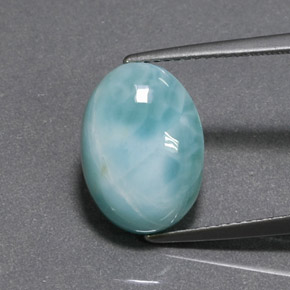 6.80 ct Green Larimar Gemstone, Larimar Gem in Oval Cabochon Shape for Sale.