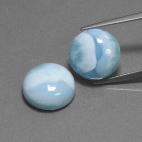 14.26 ct Blue Larimar Gemstone, Larimar Gem in Round Cabochon Shape for Sale.