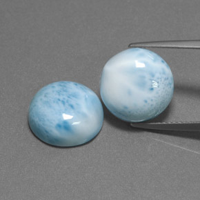 13.52 ct Blue Larimar Gemstone, Larimar Gem in Round Cabochon Shape for Sale.