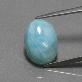 5.86 ct Blue Larimar Gemstone, Larimar Gem in Oval Cabochon Shape for Sale.