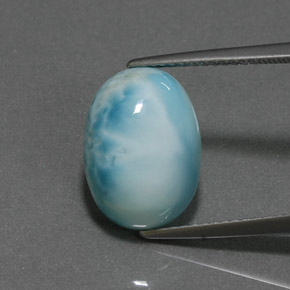 7.36 ct Blue Larimar Gemstone, Larimar Gem in Oval Cabochon Shape for Sale.