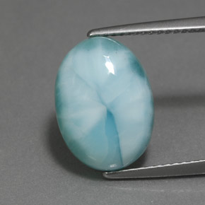 6.46 ct Green Larimar Gemstone, Larimar Gem in Oval Cabochon Shape for Sale.