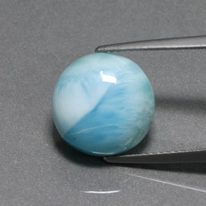 7.17 ct Blue Larimar Gemstone, Larimar Gem in Round Cabochon Shape for Sale.