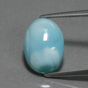 5.41 ct Blue Larimar Gemstone, Larimar Gem in Oval Cabochon Shape for Sale.