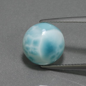 5.71 ct Green Larimar Gemstone, Larimar Gem in Round Cabochon Shape for Sale.