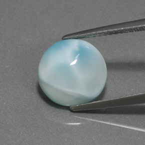 3.95 ct Blue Larimar Gemstone, Larimar Gem in Round Cabochon Shape for Sale.