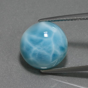 7.40 ct Blue Larimar Gemstone, Larimar Gem in Round Cabochon Shape for Sale.