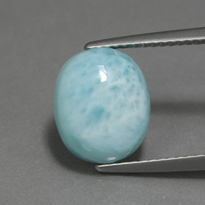 4.73 ct Blue Larimar Gemstone, Larimar Gem in Oval Cabochon Shape for Sale.