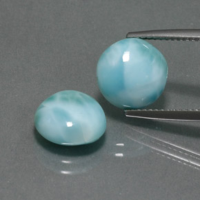 7.63 ct Blue Larimar Gemstone, Larimar Gem in Round Cabochon Shape for Sale.