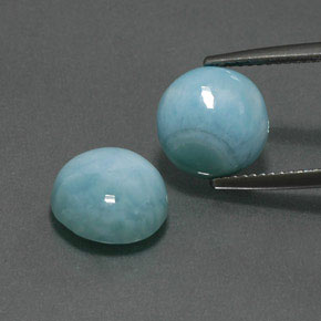 7.57 ct Blue Larimar Gemstone, Larimar Gem in Round Cabochon Shape for Sale.