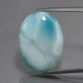 15.28 ct Blue Larimar Gemstone, Larimar Gem in Oval Cabochon Shape for Sale.