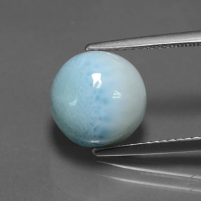 5.36 ct Blue Larimar Gemstone, Larimar Gem in Round Cabochon Shape for Sale.