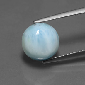 4.41 ct Blue Larimar Gemstone, Larimar Gem in Round Cabochon Shape for Sale.