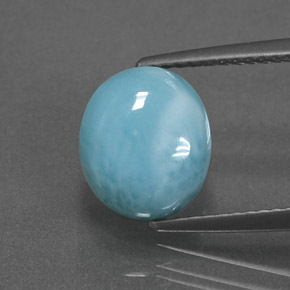 3.83 ct Blue Larimar Gemstone, Larimar Gem in Oval Cabochon Shape for Sale.