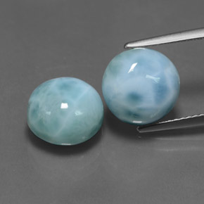 9.74 ct Blue Larimar Gemstone, Larimar Gem in Round Cabochon Shape for Sale.