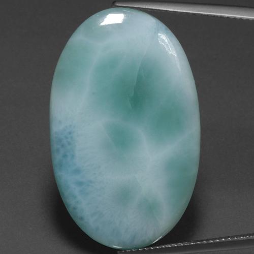 Light Greenish Blue Larimar Gem - 21.7ct Oval Cabochon (ID: 391301)