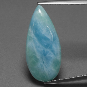 12.12 ct Green Larimar Gemstone, Larimar Gem in Pear Cabochon Shape for Sale.