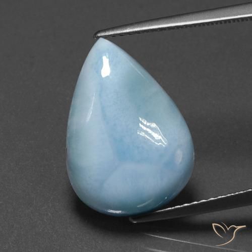 7.72 ct Pear Larimar, 17.9 x 12.8 mm From the Dominican Republic, Photo A