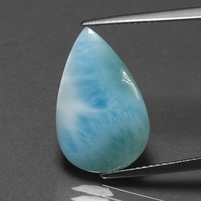 5.33 ct Blue Larimar Gemstone, Larimar Gem in Pear Cabochon Shape for Sale.
