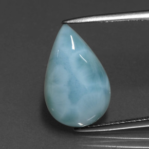 5.15 ct Blue Larimar Gemstone, Larimar Gem in Pear Cabochon Shape for Sale.