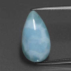 6.87 ct Blue Larimar Gemstone, Larimar Gem in Pear Cabochon Shape for Sale.