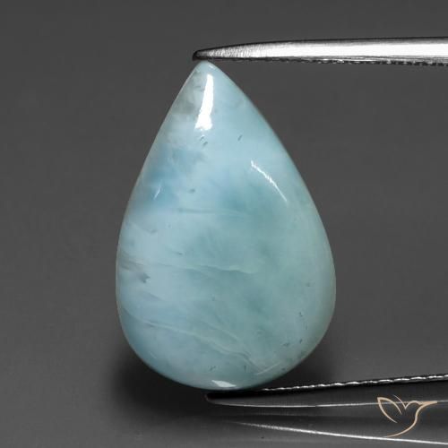 5.96 ct Pear Larimar, 17.6 x 11.8 mm From the Dominican Republic, Photo A