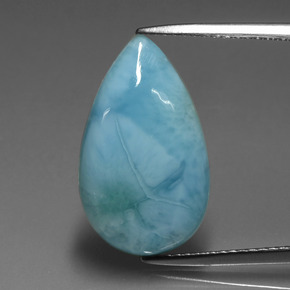 6.38 ct Blue Larimar Gemstone, Larimar Gem in Pear Cabochon Shape for Sale.