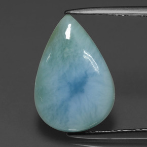 4.16 ct Blue Larimar Gemstone, Larimar Gem in Pear Cabochon Shape for Sale.