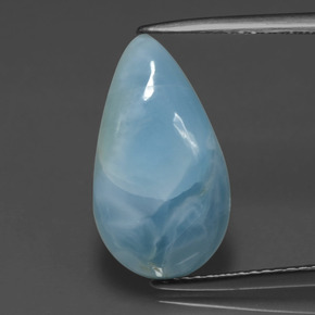 4.39 ct Blue Larimar Gemstone, Larimar Gem in Pear Cabochon Shape for Sale.